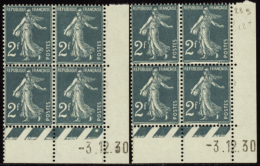 N°  239 2F Semeuse Vert-bleu 3.12.30 Les 2 Galvanos Qualité: ** Cote: 334  € - Altri & Non Classificati