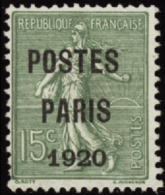 N°  25 15c Semeuse Lignée "Postes Paris 1920" Qualité: (*) Cote: 125  € - Altri & Non Classificati