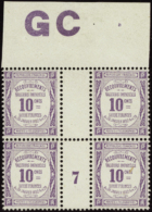 N°  44 10c Violet Bloc De 4 Manchette GC Millésime 7 Qualité: ** Cote: 75  € - Andere & Zonder Classificatie