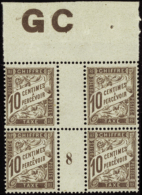 N°  29 10c Brun Bloc De 4 Manchette GC Millésime 8 Qualité: ** Cote: 45  € - Altri & Non Classificati