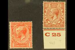 1924-26 MINT "CONFETTI" FLAWS 1d Scarlet With Large White Mark At  Front Of Forehead And Eye; Plus 1½d... - Non Classés