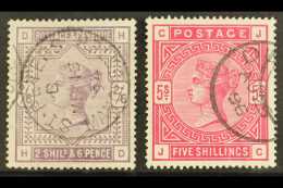 1883-84 2s6d Lilac & 5s Crimson, SG 178 & 181, Used, Each With Lovely Fully- Dated Cds Pmk. Lovely Pairing... - Sonstige & Ohne Zuordnung