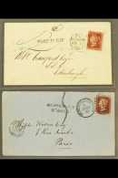 1862 "MORE TO PAY" & 1872 "INSUFFICIENTLY STAMPED" FINE STRIKES ON COVERS 1862 Glasgow To Edinburgh With 1d... - Autres & Non Classés