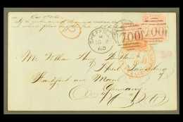 1860 (Oct) An Attractive Envelope To Frankfurt, Germany, Bearing 4d Rose X2, SG 66, Tied By Sheffield Duplex,... - Sonstige & Ohne Zuordnung