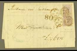 1859 (Sept) Entire Letter To Lisbon, Portugal, Bearing 6d Lilac X2, SG 70, Tied By London "73" Duplex, Hand Stamp... - Other & Unclassified