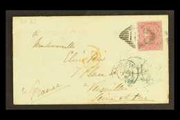 1856 Cover To Versailles, France, Bearing 4d Carmine Wmk Medium Garter, SG 63, Tied By "187" (Dundalk) Numeral... - Other & Unclassified