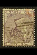 1855-57 6d Lilac With WATERMARK INVERTED Variety, SG Spec J70f, Fine Used With Light Black Numeral And Small Part... - Sonstige & Ohne Zuordnung