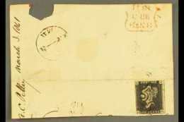 1840 1d Black, Plate 6 "PD", Almost Four Margins, Tied To A Piece By Black MX, March 1841 Cancel Alongside. For... - Ohne Zuordnung