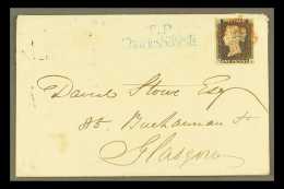 1840 1d Black, Plate 4 "MA", Fine With Four Margins, Tied By Red Maltese Cross To Neat Envelope London To Glasgow.... - Ohne Zuordnung