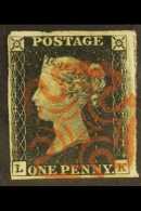 1840 1d Black 'LK' Plate 1a, SG 2, Fine Used With 4 Clear To Large Margins And Red MC Postmark. For More Images,... - Non Classificati