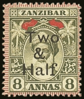 1904 2½a On 8a Grey- Olive With 'Serif To Foot Of "f" Surcharge, SG 209b, Very Fine Mint. For More Images,... - Zanzibar (...-1963)