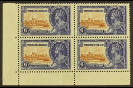 1935 6c Brown And Deep Blue, Silver Jubilee, Bottom Left Corner Block Of 4 One Showing The Variety "Extra... - Trinidad & Tobago (...-1961)