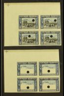 1940 3d Black And Blue BSAC Golden Jubilee IMPERFORATE PROOF BLOCK OF FOUR In The Issued Colours Each With A Punch... - Südrhodesien (...-1964)