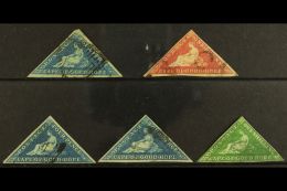 CAPE OF GOOD HOPE 1853-63 USED "TRIANGULARS" Selection On A Stock Card. Includes An 1853 4d Blue (SG 4), 1855-63... - Unclassified
