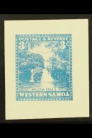 1935 PICTORIAL DEFINITIVE ESSAY Collins Essay For The 3s Value In Pale Blue On Thick White Paper, The "Falefa... - Samoa