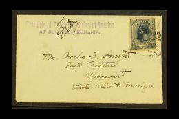 1902 (21 Dec) Pretty Env With The Violet Cachet Of The US Consulate At Bucharest, Addressed To Vermont And Bearing... - Sonstige & Ohne Zuordnung