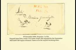 1828 ENTIRE LETTER TO BOLIVIA 1828 (19 Nov) EL From Arequipa To La Paz Showing The Peruvian Single Rate Of... - Perù