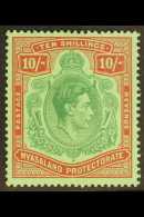 1938-44 10s Emerald & Deep Red On Pale Green, SG 142, Never Hinged Mint. For More Images, Please Visit... - Nyassaland (1907-1953)