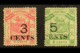 1886 3c On 4c Pink & 5c On 8c Green Perf 14, SG 18/19, Mint, Small Imperfections (2 Stamps) For More Images,... - North Borneo (...-1963)