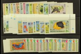 OFFICIALS 1985, 1992 & 1993 "OHMS" Overprints Complete Sets, SG O62/75, O94/105 & O106/20, Never Hinged... - Montserrat