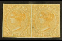 1862 1s Buff No Watermark, SG 52, IMPERF PROOF PAIR On Ungummed Paper, Small Blemish On One Stamp. For More... - Mauritius (...-1967)