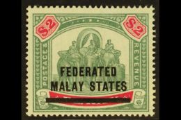 FMS 1900 $2 Green & Carmine Overprint On Perak, SG 12, Fine Mint, Minor Gum Disturbances, Very Fresh &... - Sonstige & Ohne Zuordnung