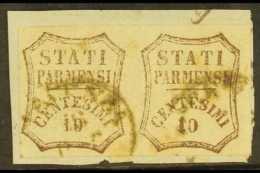 PARMA 1859 10c Brown, Provisional Govt, Horizontal Pair, One With Variety "Wide O", Sass 14+14d, Large Margins All... - Unclassified