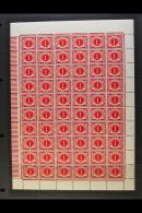 1941 POSTAGE DUE 1d Carmine, SG D6, Complete Pane Of Sixty, With Varieties At 1/6 Bulge, 484 Break, 7/2 & 7/4... - Other & Unclassified