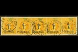 1886 1d On 1s Orange, SG 38, Superb Used Horizontal Strip Of 5, Tied To Piece By St Georges Cds Cancels. For More... - Grenada (...-1974)