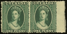 1881 1d Green PAIR, Wmk Small Star - Sideways, Rough Perf 14½, SG 19, Very Fine Mint With OG For More... - Grenade (...-1974)