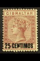 1889 25c On 2d Brown Purple "Broken N" Variety, SG 17b, Fine Mint For More Images, Please Visit... - Gibraltar