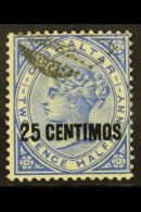 1889 25c On 2½d Bright Blue "Broken N" Variety, SG 18b, Fine Used For More Images, Please Visit... - Gibraltar