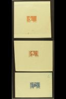 1934 RARE DIE PROOFS. Red Cross Complete Set (as Facit 188/90, SG 299/301) Of Engraved IMPERF DIE PROOFS Each... - Altri & Non Classificati