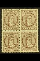 1893-1900 1d Bistre-brown Perf 11, SG 13b, Fine Mint (two Stamps Never Hinged) BLOCK Of 4, Fresh. (4 Stamps) For... - Cookinseln