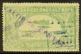 SCADTA 1921 30c On 50c Dull Green Surcharge In Violet, Scott C20 (SG 7, Michel 8 II), Fine Used, Expertized... - Colombie