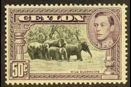 1938-49 50c Black And Mauve, Perf 13 X 13½, SG 394a, Mint With Light Gum Toning Patches. For More Images,... - Ceylon (...-1947)