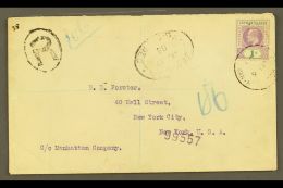 1908 (6 June) Registered Cover To USA, Bearing 1907 1s Stamp (SG 15) Tied By "George Town" Cds, With Registration... - Cayman (Isole)