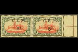 CAMEROONS EXPEDITIONARY FORCE 1915 C.E.F. 5s On 5m Carmine And Black Of German Cameroon, Marginal Mint Horizontal... - Sonstige & Ohne Zuordnung