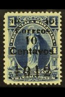 1912 10c On 1c Blue With SURCHARGE IN BLACK, Scott 101d Or SG 129b, Mint. For More Images, Please Visit... - Bolivia