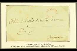 1850 ENTIRE LETTER TO PERU 1850 (11 Jan) EL From La Paz To Arequipa Showing "3½" In Manuscript For The... - Bolivien