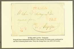 1827 (MAY) ENTIRE LETTER TO PERU 1827 (10 May) EL From La Paz To Arequipa Showing Colonial Single Rate Postage Of... - Bolivia