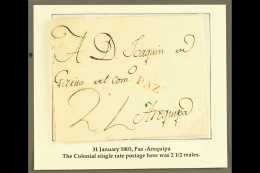 1803 ENTIRE LETTER TO PERU 1803 (31 Jan) EL From La Paz To Arequipa Showing Manuscript Colonial Single Rate... - Bolivie