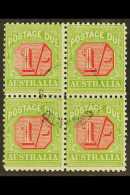 POSTAGE DUES 1931 - 36 1s Carmine And Yellow Green, SG D111, Very Fine Used Block Of 4, Central Cds Cancel. For... - Altri & Non Classificati