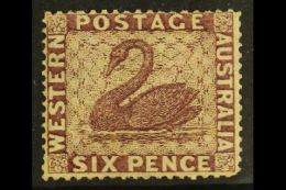 WESTERN AUSTRALIA 1861 6d Purple- Brown Perf 15, SG 42, Unused No Gum, Fresh Appearance, Cat £550. For More... - Other & Unclassified