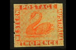 WESTERN AUSTRALIA 1860-64 2d Orange- Vermilion Roulette Perf, SG 30, Unused No Gum With Trace Rouletting At Left... - Sonstige & Ohne Zuordnung