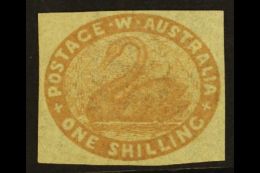 WESTERN AUSTRALIA 1854-55 1s Pale Brown, SG 4c, Very Fine Unused No Gum As Issued, Four Good Margins, Very Fresh... - Sonstige & Ohne Zuordnung