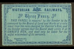 VICTORIA RAILWAY STAMP 1879 3d Blue On Blue, G&R VR 32, Very Fine Mint, Very Fresh & Attractive. For More... - Other & Unclassified