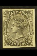 TASMANIA 1870 10d Black IMPERF PROOF Printed On Watermark CC Paper, Fine Mint, Four Good To Large Margins. For... - Other & Unclassified