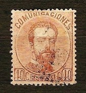 SPAGNA 1872 - Amadeo I - 40 C. Bruno Arancio. - Edi:ES 125 - Used Stamps