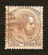 SPAGNA 1872 - Amadeo I - 1 Pta. Violetto Bruno. - Edi:ES 127 - Usados